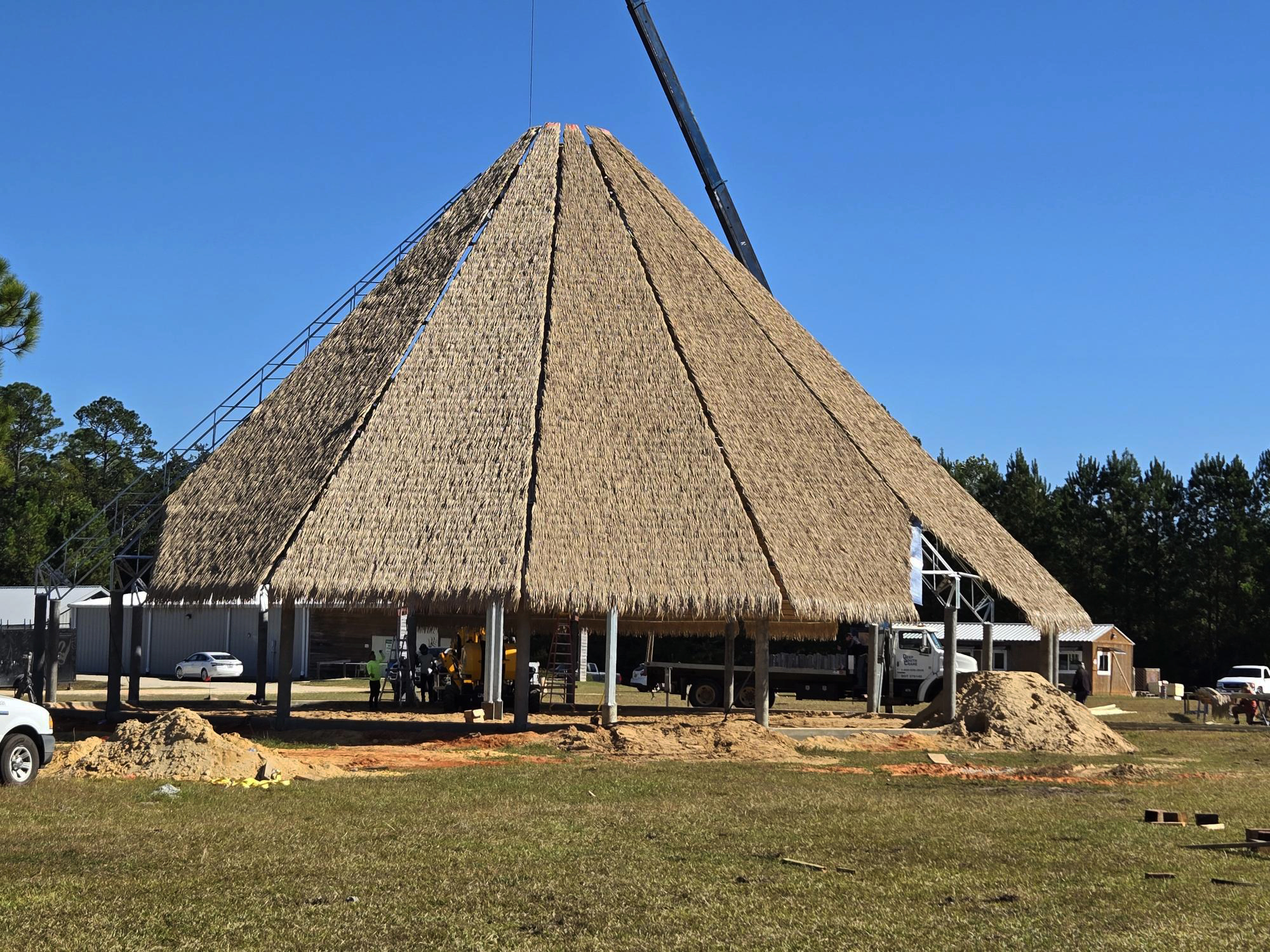 Native American Roundhouse Santa Rosa Band Wide Shot Using Crane under construction.