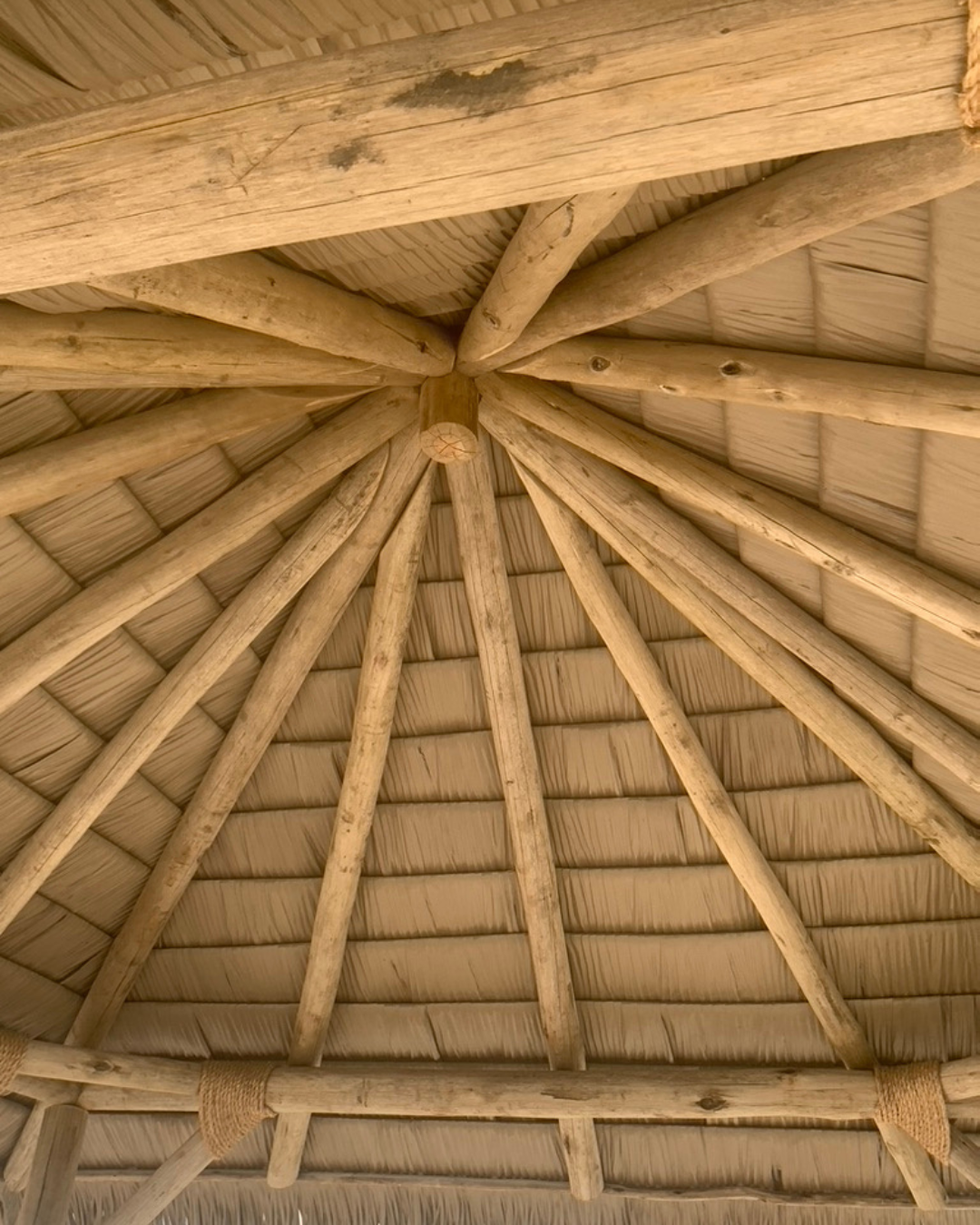 Interior synthetic thatch of Endureed's folded palm.