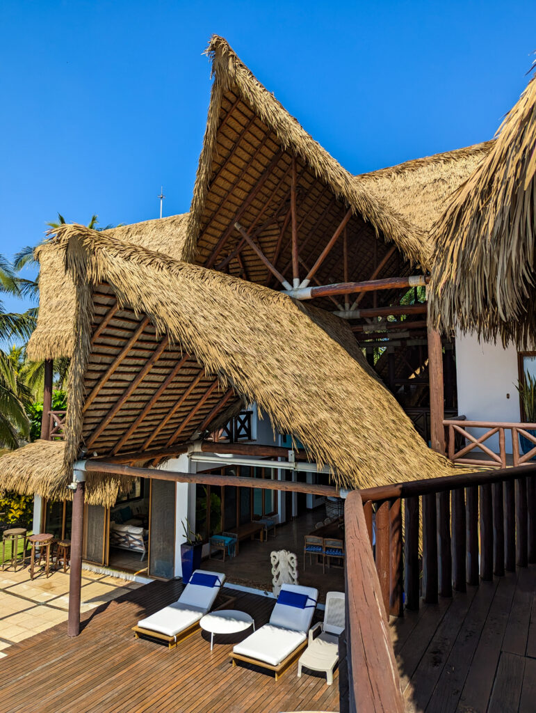 Engineered thatch roof detail on a residential build in Guatemala